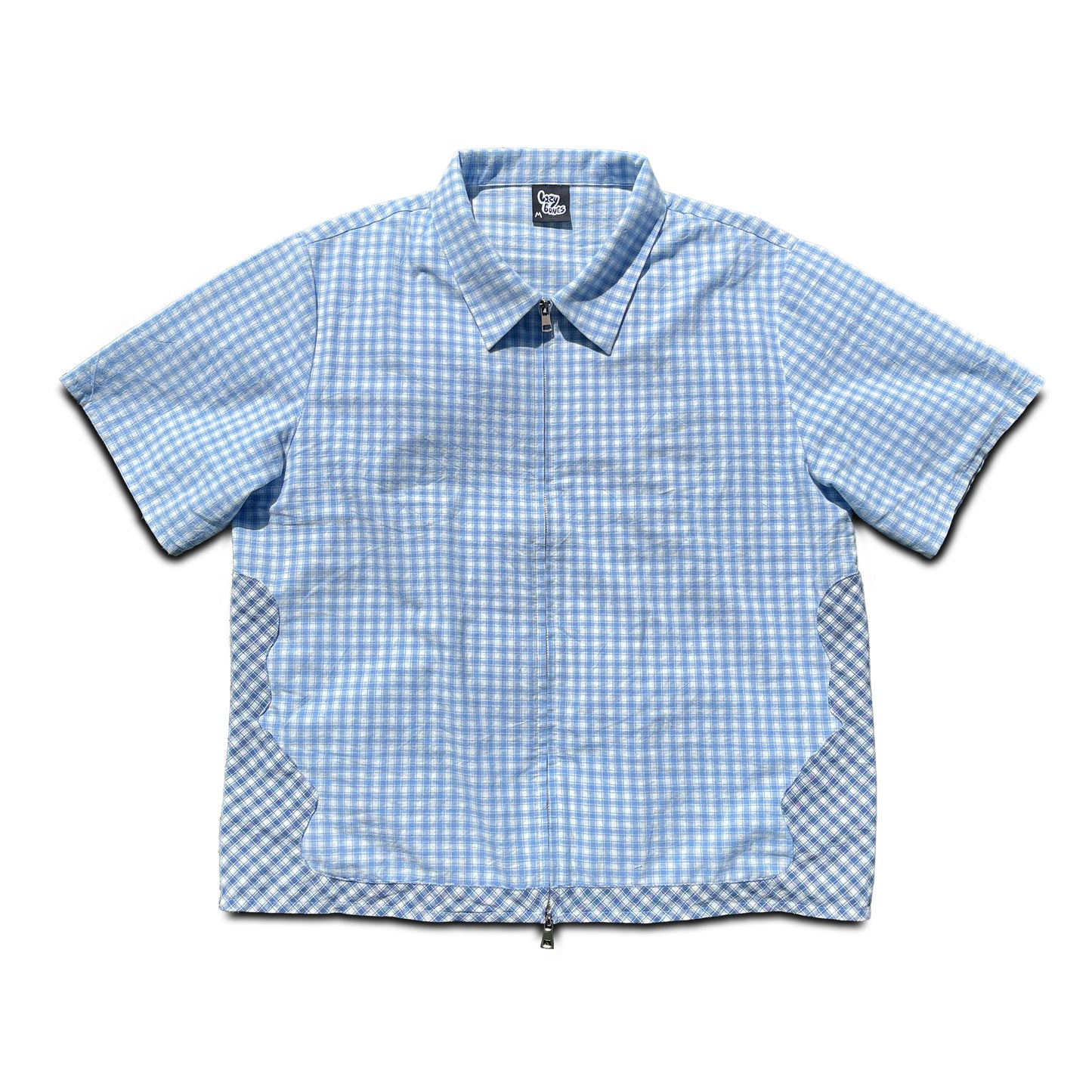blue skele check shirt