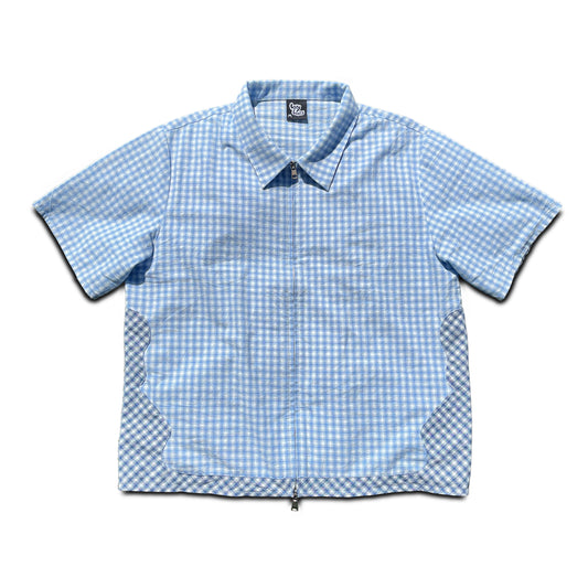 blue skele check shirt