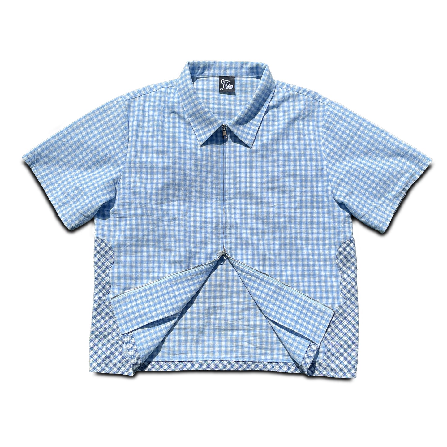 blue skele check shirt