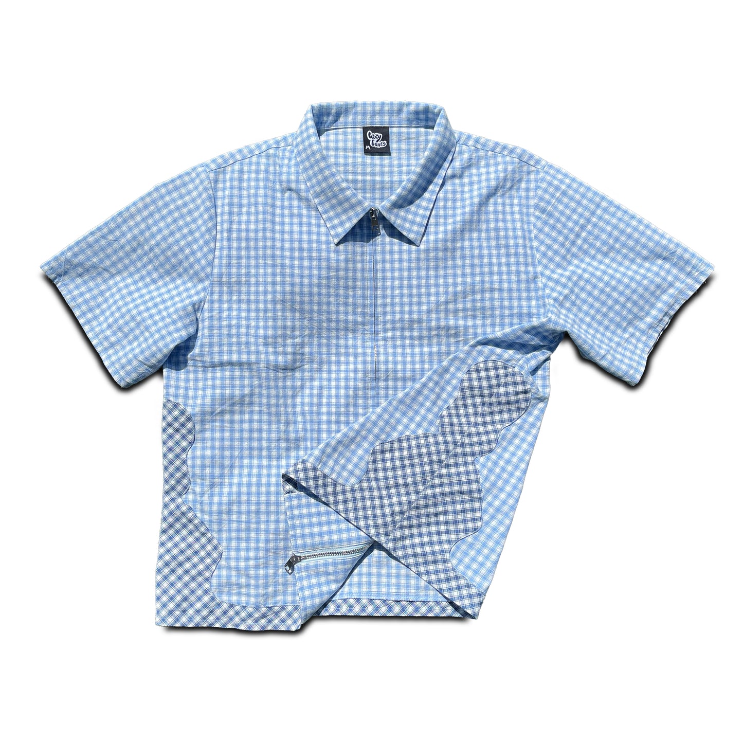 blue skele check shirt
