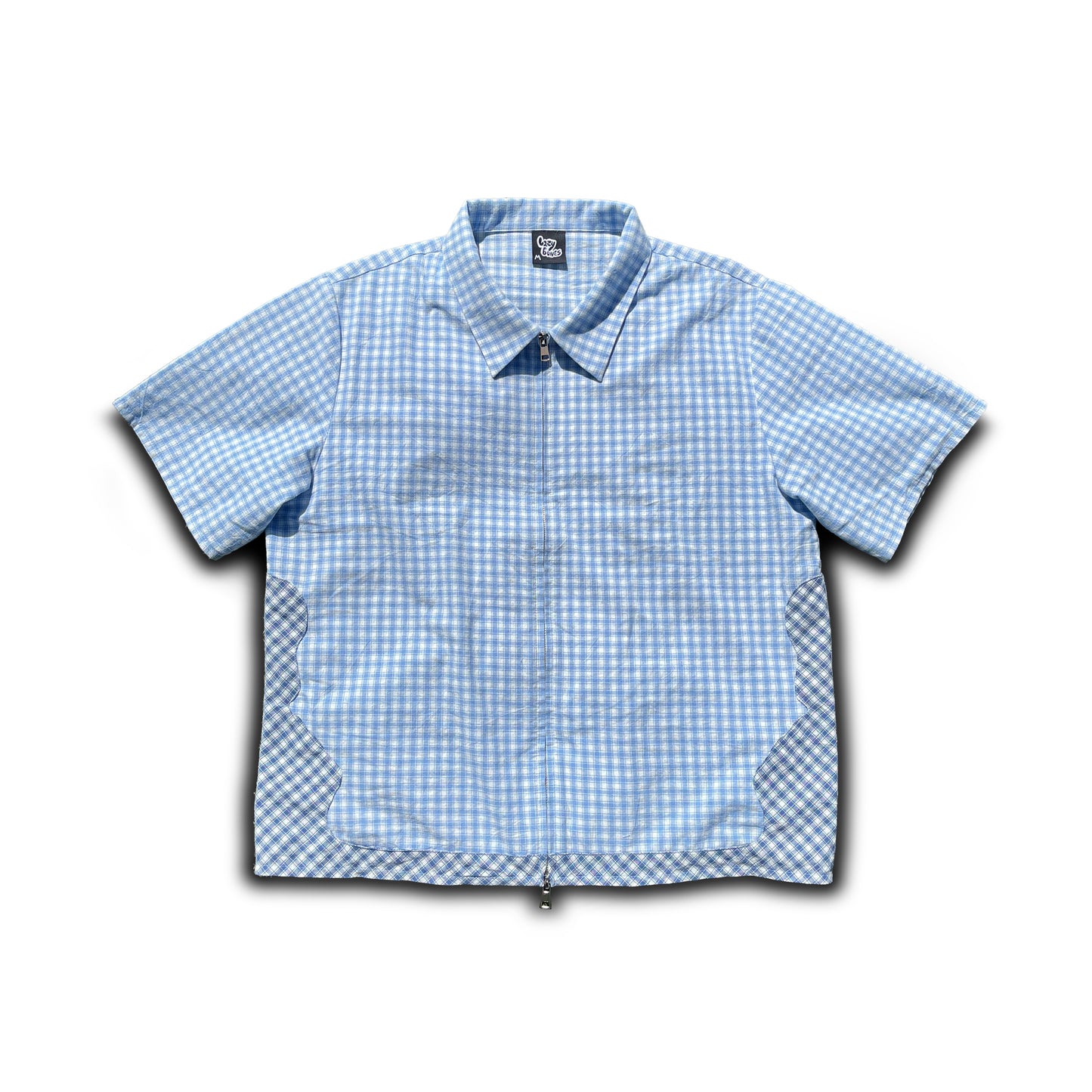 blue skele check shirt