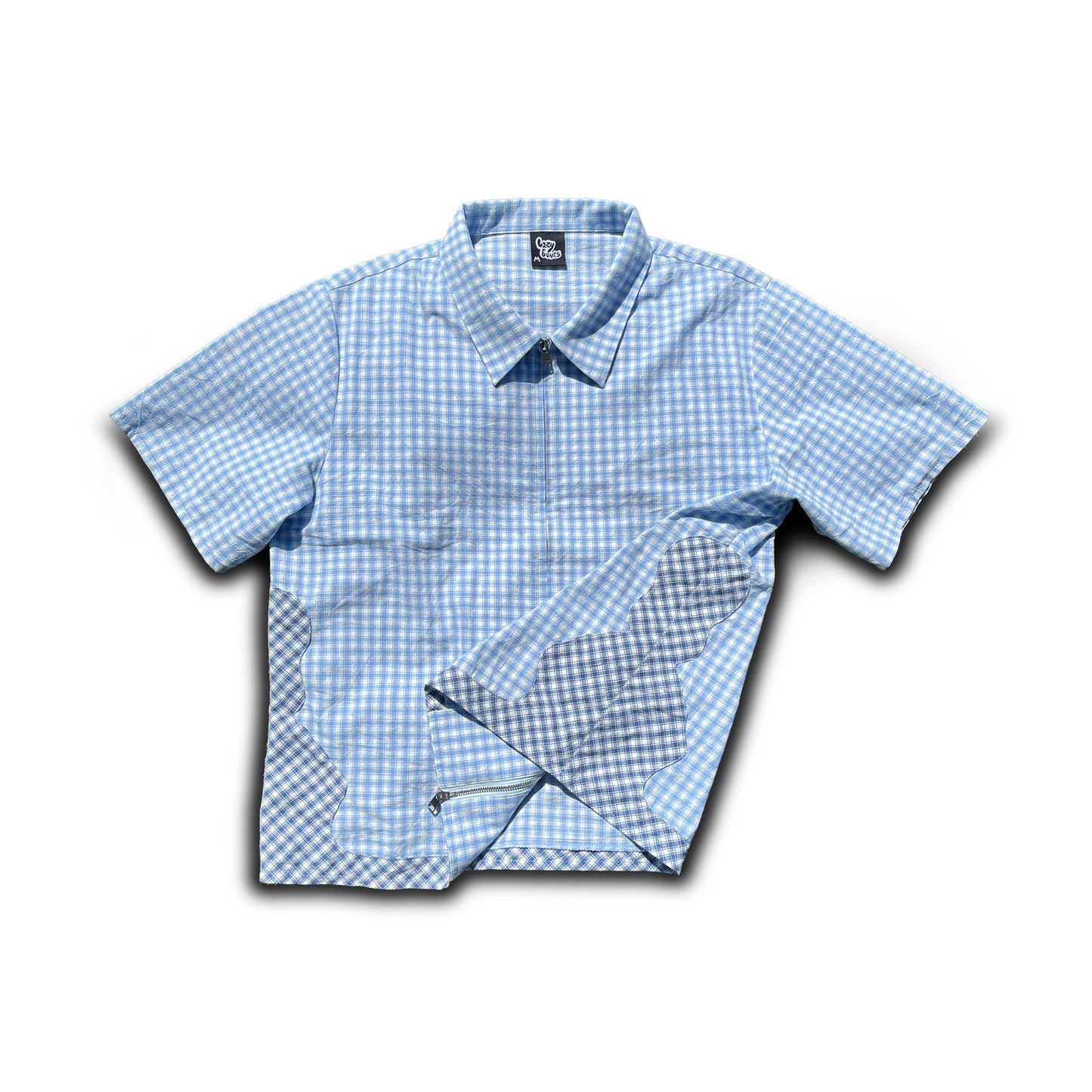 blue skele check shirt