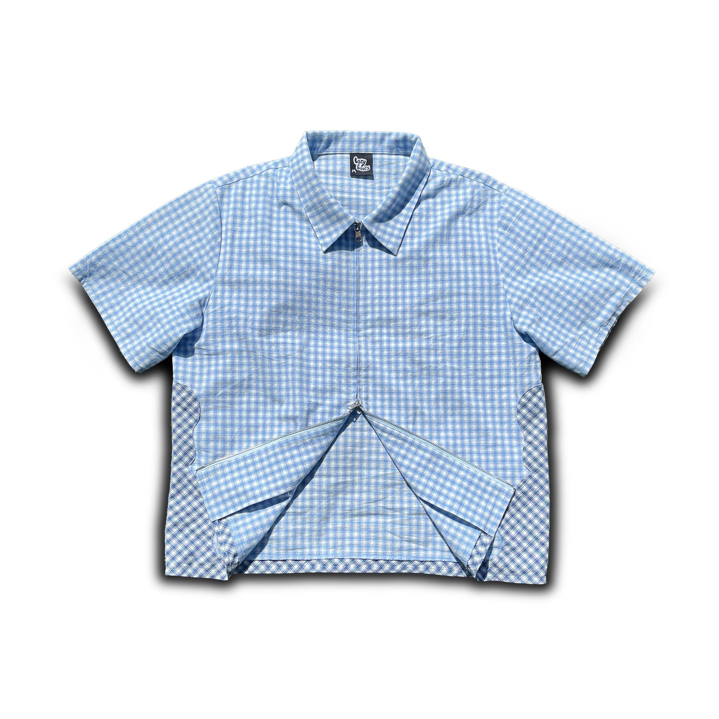 blue skele check shirt