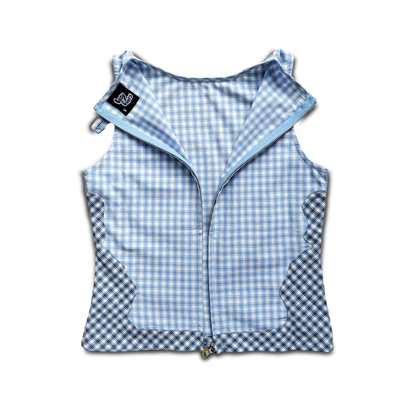 sleeveless skele zip up top