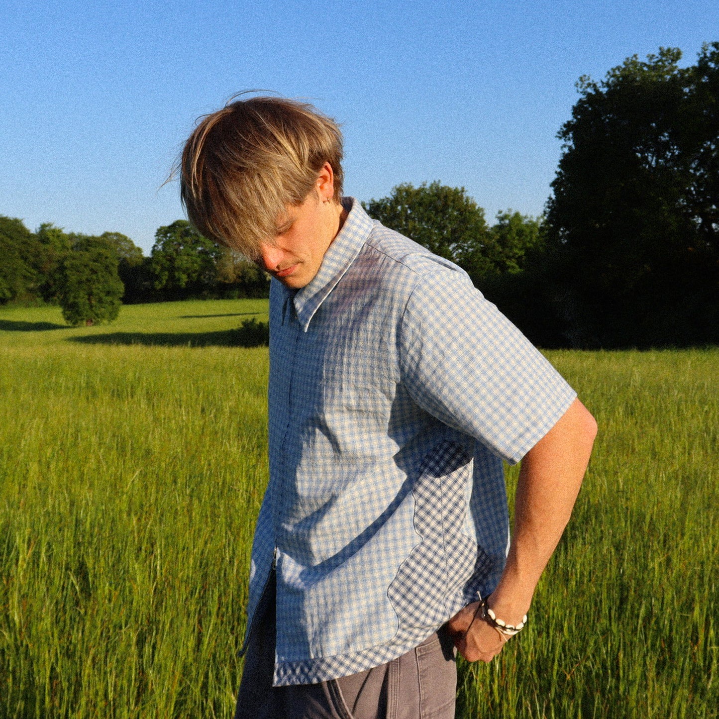 blue skele check shirt