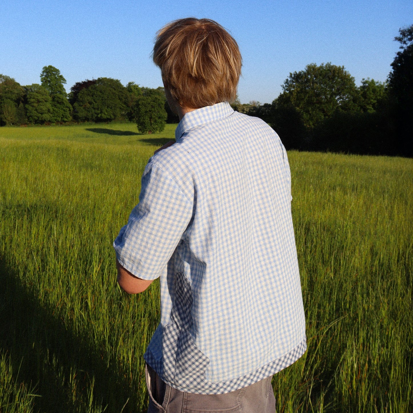 blue skele check shirt